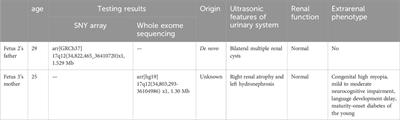 Prenatal diagnosis and family analysis of 17q12 microdeletion syndrome with fetal renal abnormalities